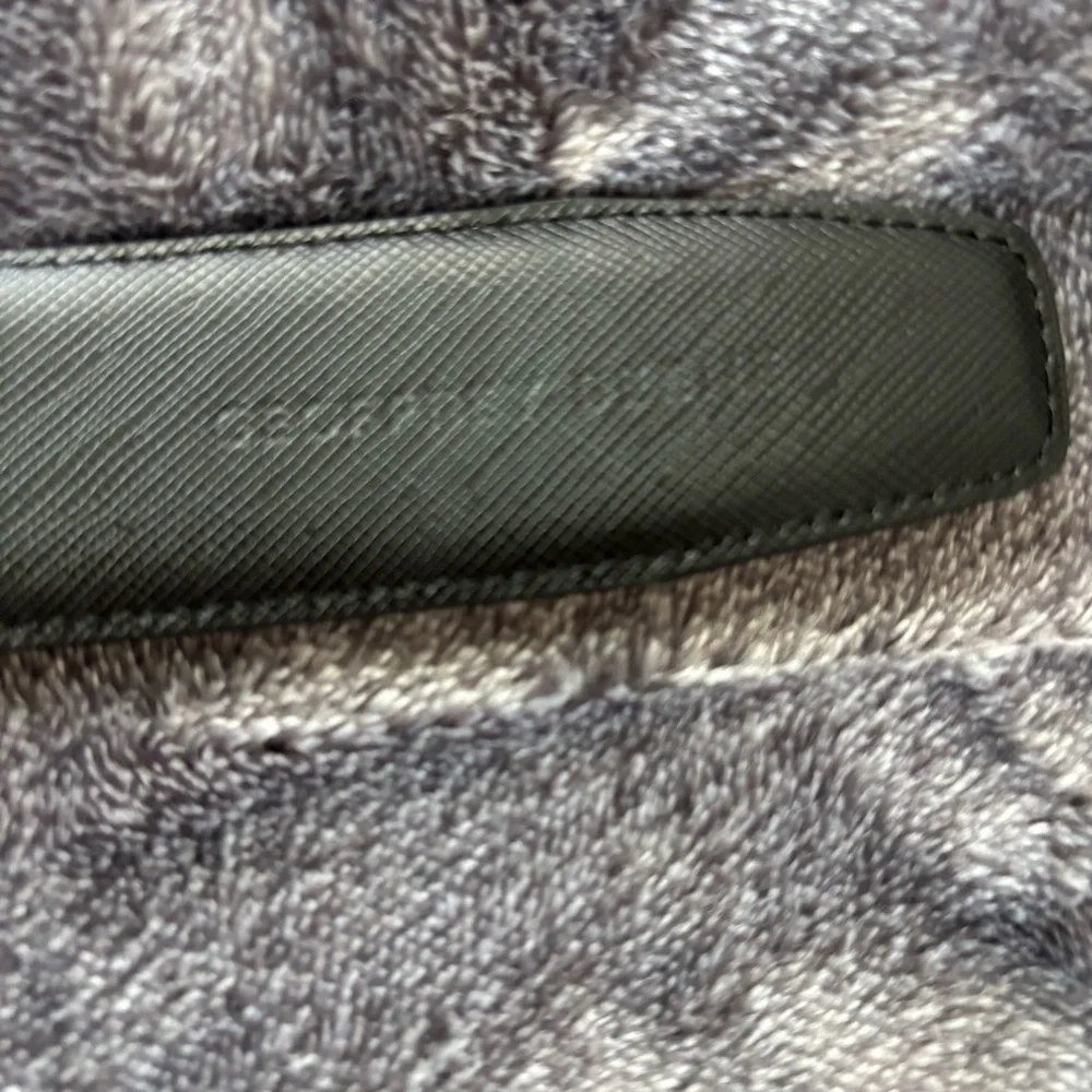 Geoffrey Beene Black Genuine Leather Belt Men's 36 Silver Tone Buckle